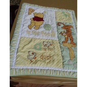 Vtg Disney Baby Winnie The Pooh Comforter Blanket Quilt Eyore Tigger Duck Turtle